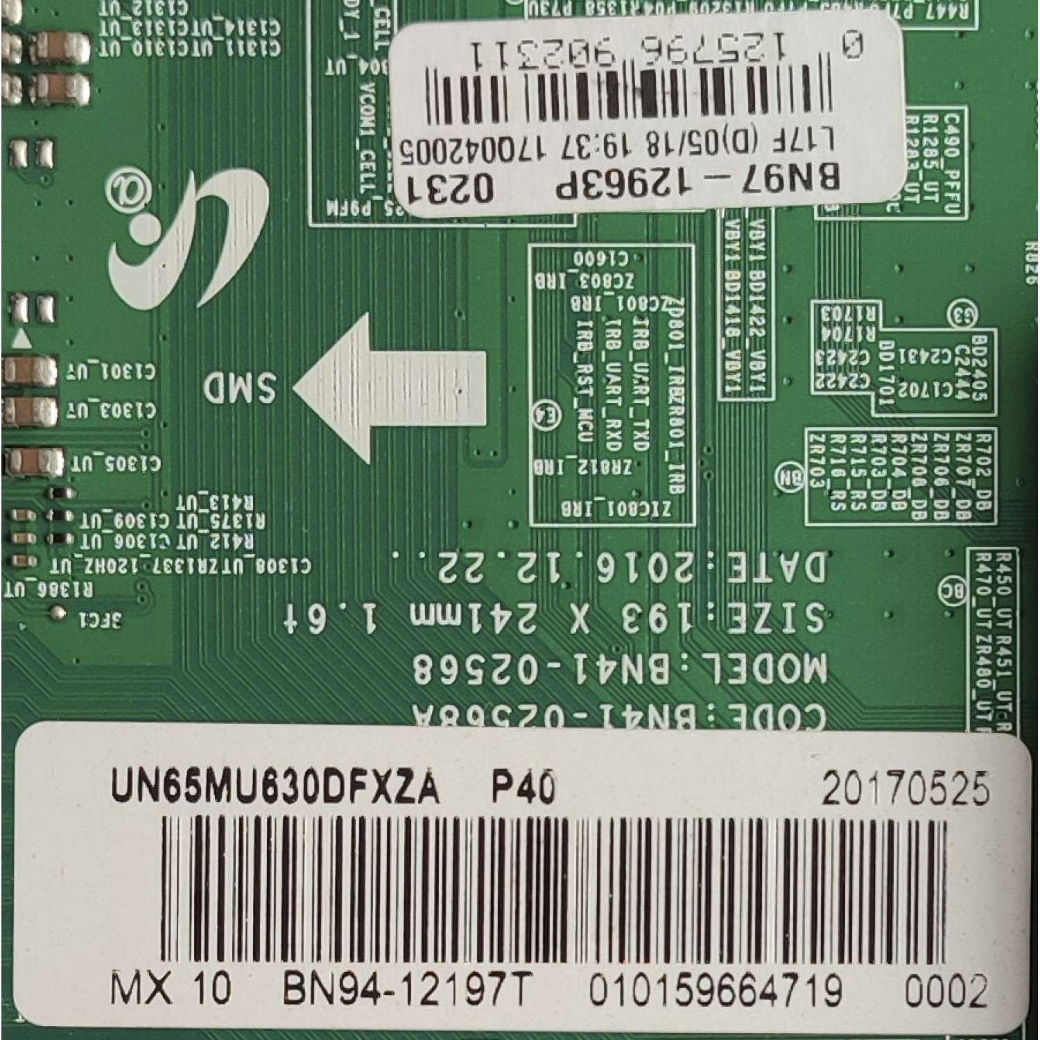 MAIN PARA TV SAMSUNG / NUMERO DE PARTE BN94-12197T / BN41-02568A / BN97-12963P / BN9412197T / PANEL CY-GK065HGNV3H / DISPLAY V650DJ5-QS3 REV.E3 / MODELO UN65MU630DFXZA DB03	 - Imagen 2